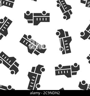 Delivery truck icon in flat style. Van vector illustration on white isolated background. Cargo car seamless pattern business concept. Stock Vector
