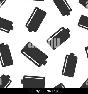 Battery charge icon in flat style. Power level vector illustration on white isolated background. Lithium accumulator seamless pattern business concept Stock Vector