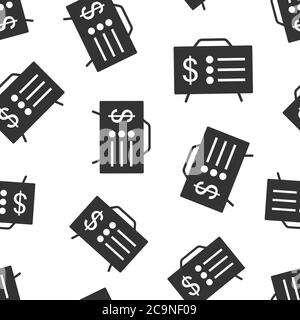 Financial presentation icon in flat style. Money analysis vector illustration on white isolated background. Marketing chart seamless pattern business Stock Vector