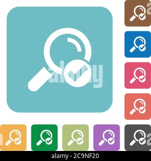Search done white flat icons on color rounded square backgrounds Stock Vector