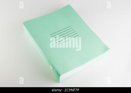 stack of thin student notebooks for elementary school Stock Photo