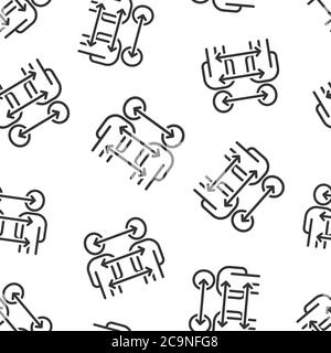 People referral icon in flat style. Business communication vector illustration on white background. Reference teamwork seamless pattern business conce Stock Vector