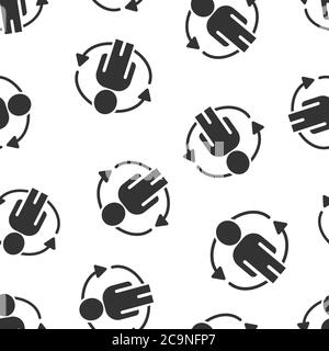 People referral icon in flat style. Business communication vector illustration on white background. Reference teamwork seamless pattern business conce Stock Vector