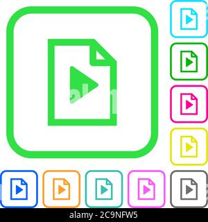 Playlist vivid colored flat icons in curved borders on white background Stock Vector