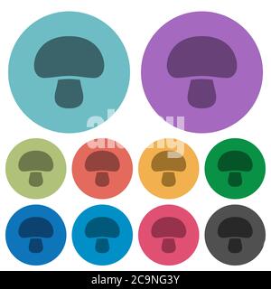 Mushroom darker flat icons on color round background Stock Vector