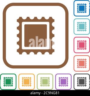 Stamp simple icons in color rounded square frames on white background Stock Vector