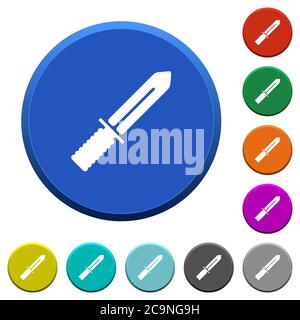 Knife round color beveled buttons with smooth surfaces and flat white icons Stock Vector
