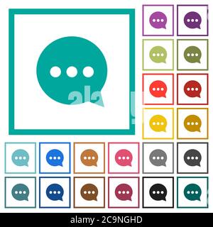 Working chat flat color icons with quadrant frames on white background Stock Vector