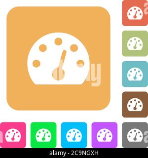 Dashboard flat icons on rounded square vivid color backgrounds. Stock Vector