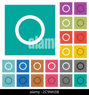 Media record multi colored flat icons on plain square backgrounds. Included white and darker icon variations for hover or active effects. Stock Vector