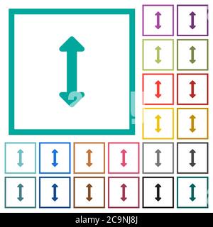 Resize vertical flat color icons with quadrant frames on white background Stock Vector