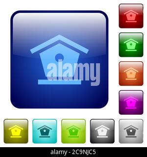 Bird feeder icons in rounded square color glossy button set Stock Vector