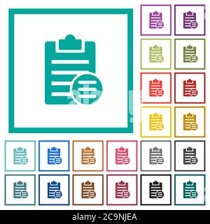 Note options flat color icons with quadrant frames on white background Stock Vector