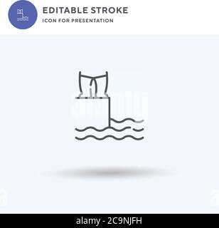 Diving icon vector, filled flat sign, solid pictogram isolated on white, logo illustration. Diving icon for presentation. Stock Vector