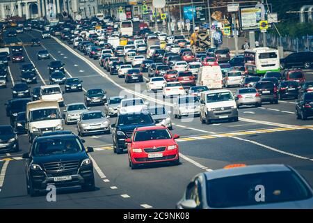 MOSCOW - AUGUST 19, 2016: Common workday on the Garden Ring. This is a circular road around the center of Moscow. Its course corresponding to the form Stock Photo