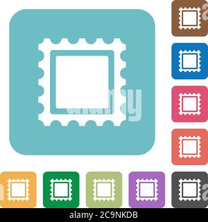 Stamp white flat icons on color rounded square backgrounds Stock Vector