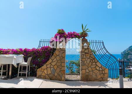Small gates by the cliff in Positano, Italy Stock Photo
