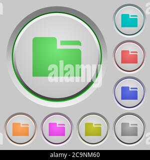 Tab folder color icons on sunk push buttons Stock Vector