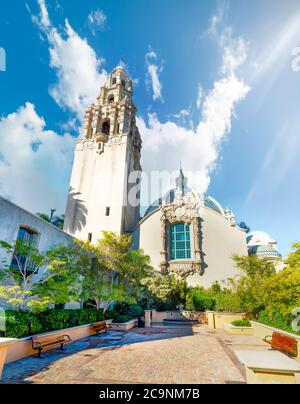 California building and tower in Balboa Park, San Diego. Southern California, USA Stock Photo