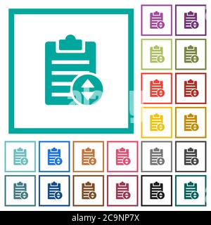 Adjust note priority flat color icons with quadrant frames on white background Stock Vector