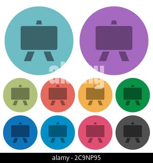 Blackboard darker flat icons on color round background Stock Vector