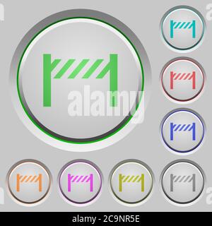 Road closure fence color icons on sunk push buttons Stock Vector