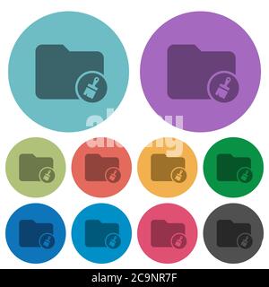 Directory paste darker flat icons on color round background Stock Vector
