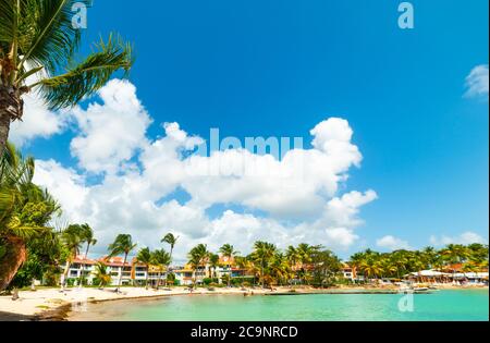Blue sky over Bas du Fort beach in Guadeloupe, French west indies