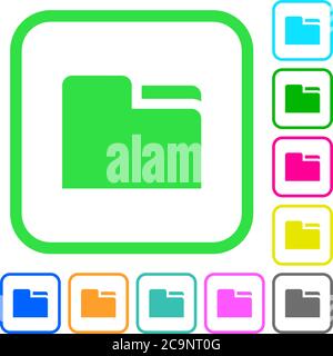 Tab folder vivid colored flat icons in curved borders on white background Stock Vector