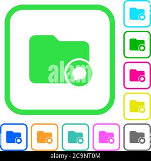 Directory notifications vivid colored flat icons in curved borders on white background Stock Vector