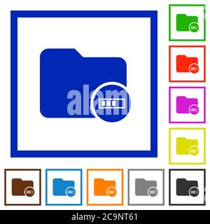 Directory processing flat color icons in square frames on white background Stock Vector