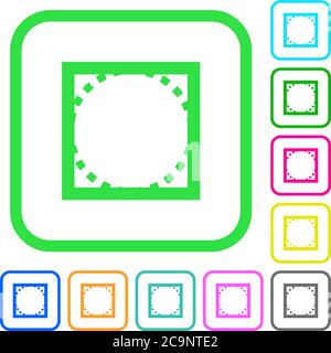 Rounded corner settings vivid colored flat icons in curved borders on white background Stock Vector