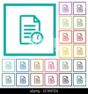 Document last modified time flat color icons with quadrant frames on white background Stock Vector