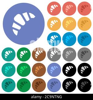 Bakery multi colored flat icons on round backgrounds. Included white, light and dark icon variations for hover and active status effects, and bonus sh Stock Vector