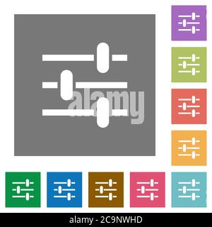 Adjustment simple icons in color rounded square frames on white ...