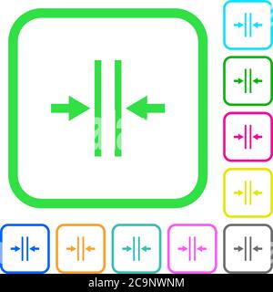 Adjust text column gutter vivid colored flat icons in curved borders on white background Stock Vector