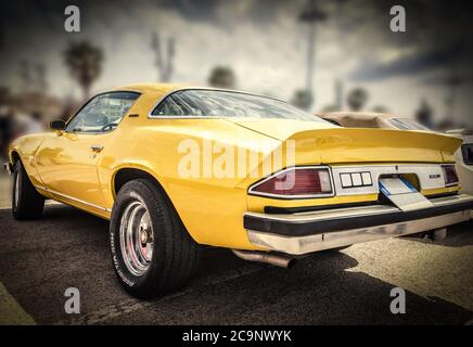 Alghero, Italy - April 08, 2018: Yellow Classic Chevrolet Camaro at  American Motor Festival 2018 Stock Photo - Alamy