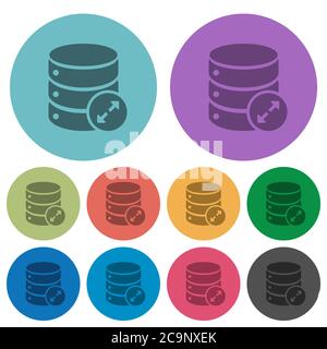 Expand database darker flat icons on color round background Stock Vector