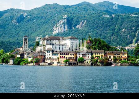 Lake Orta and Isola San Giulio, Northern Italy Stock Photo