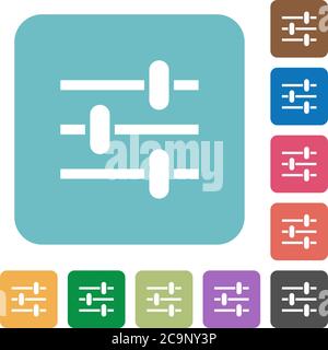 Adjustment white flat icons on color rounded square backgrounds Stock Vector