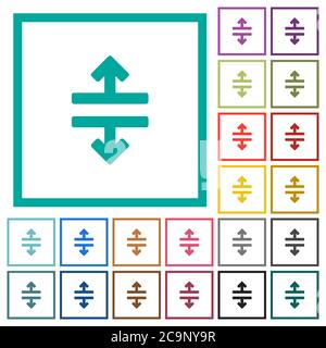 Horizontal split flat color icons with quadrant frames on white background Stock Vector