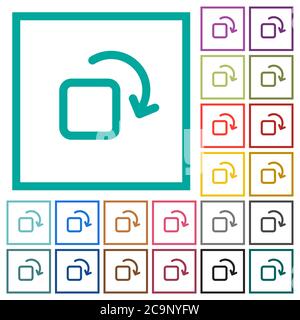 Rotate element flat color icons with quadrant frames on white background Stock Vector