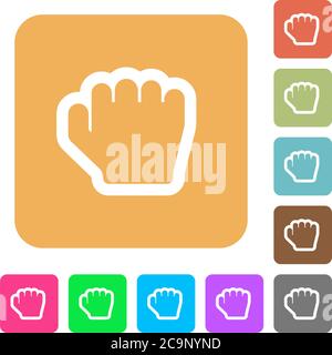 Grab cursor flat icons on rounded square vivid color backgrounds. Stock Vector