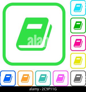 Personal diary vivid colored flat icons in curved borders on white background Stock Vector