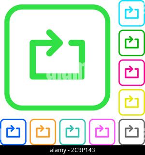 Media loop vivid colored flat icons in curved borders on white background Stock Vector