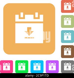 download schedule data flat icons on rounded square vivid color backgrounds. Stock Vector