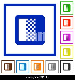 Color gradient flat color icons in square frames on white background Stock Vector