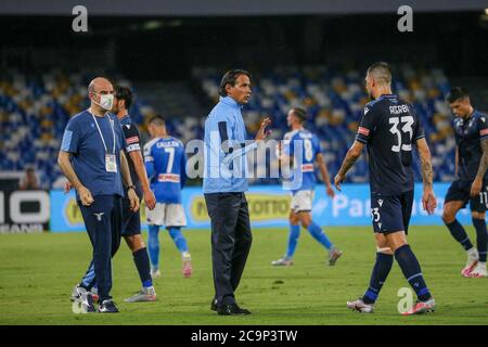 Naples, Campania, Italy. 1st Aug, 2020. During the Italian Serie A Football match SSC Napoli vs US Lazio on august 01, 2020 at the San Paolo stadium in Naples.In picture: INSAGHI Credit: Fabio Sasso/ZUMA Wire/Alamy Live News Stock Photo