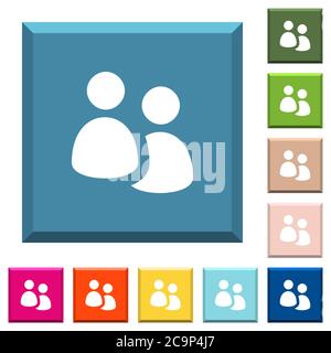 User group white icons on edged square buttons in various trendy colors Stock Vector