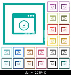 Application speed flat color icons with quadrant frames on white background Stock Vector